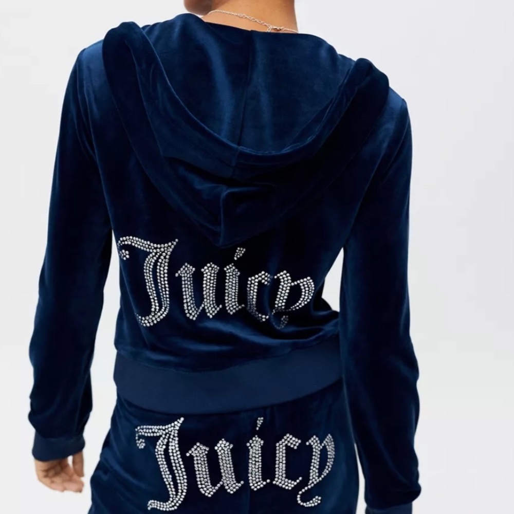 🦋 Urban Outfitters Juicy Couture Velour Zip-Up Jacket - navy